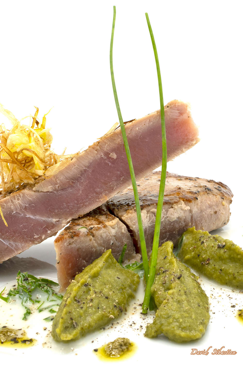 Cathdad créations Filet de thon rouge mi cuit mousseline de fèves